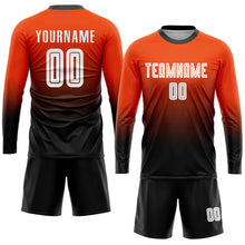 Загрузить изображение в средство просмотра галереи, Custom Orange White-Black Sublimation Fade Fashion Soccer Uniform Jersey
