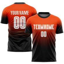 Загрузить изображение в средство просмотра галереи, Custom Orange White-Black Sublimation Fade Fashion Soccer Uniform Jersey
