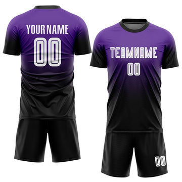 Custom Purple White-Black Sublimation Fade Fashion Soccer Uniform Jersey