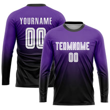 Load image into Gallery viewer, Custom Purple White-Black Sublimation Fade Fashion Soccer Uniform Jersey
