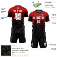 Load image into Gallery viewer, Custom Red White-Black Sublimation Fade Fashion Soccer Uniform Jersey
