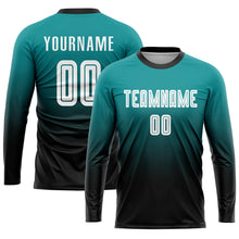 Load image into Gallery viewer, Custom Teal White-Black Sublimation Fade Fashion Soccer Uniform Jersey
