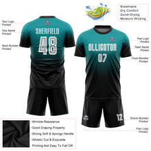 Load image into Gallery viewer, Custom Teal White-Black Sublimation Fade Fashion Soccer Uniform Jersey
