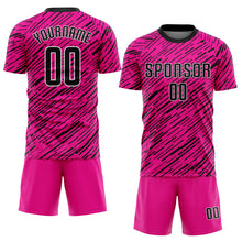 Загрузить изображение в средство просмотра галереи, Custom Pink Black-White Sublimation Soccer Uniform Jersey
