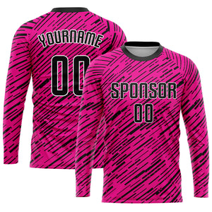 Custom Pink Black-White Sublimation Soccer Uniform Jersey