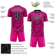 Загрузить изображение в средство просмотра галереи, Custom Pink Black-White Sublimation Soccer Uniform Jersey
