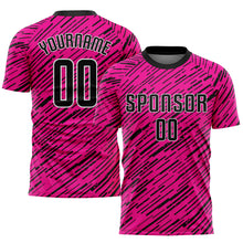 Загрузить изображение в средство просмотра галереи, Custom Pink Black-White Sublimation Soccer Uniform Jersey
