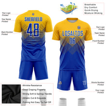 Laden Sie das Bild in den Galerie-Viewer, Custom Gold Royal-White Sublimation Soccer Uniform Jersey
