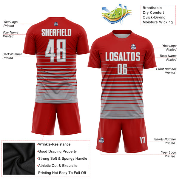 Cheap Custom White Red-Black Sublimation Fade Fashion Soccer Uniform Jersey  Free Shipping – CustomJerseysPro