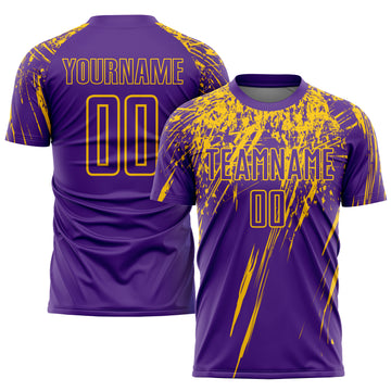 Custom Purple Yellow Sublimation Soccer Uniform Jersey