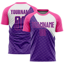 Загрузить изображение в средство просмотра галереи, Custom Purple Pink-White Curve Lines Sublimation Soccer Uniform Jersey
