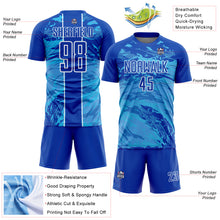 Load image into Gallery viewer, Custom Thunder Blue Sky Blue-White Abstract Fluid Sublimation Soccer Uniform Jersey
