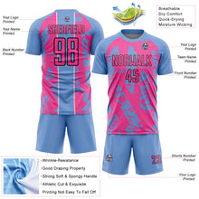 Загрузить изображение в средство просмотра галереи, Custom Light Blue Pink-White Irregular Shapes Sublimation Soccer Uniform Jersey
