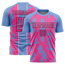 Загрузить изображение в средство просмотра галереи, Custom Light Blue Pink-White Irregular Shapes Sublimation Soccer Uniform Jersey
