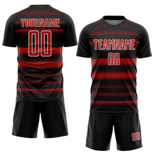 Load image into Gallery viewer, Custom Black Red-White Halftone Dots Sublimation Soccer Uniform Jersey
