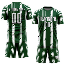 Laden Sie das Bild in den Galerie-Viewer, Custom Green White-Black Pinstripe Sublimation Soccer Uniform Jersey

