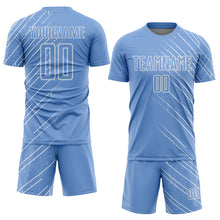 Загрузить изображение в средство просмотра галереи, Custom Light Blue White Lines Sublimation Soccer Uniform Jersey
