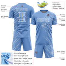 Загрузить изображение в средство просмотра галереи, Custom Light Blue White Lines Sublimation Soccer Uniform Jersey
