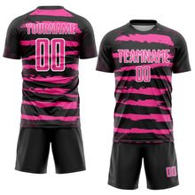 Load image into Gallery viewer, Custom Black Pink-White Sublimation Soccer Uniform Jersey
