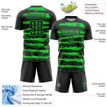 Загрузить изображение в средство просмотра галереи, Custom Black Neon Green Sublimation Soccer Uniform Jersey
