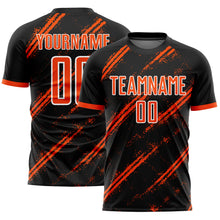 Load image into Gallery viewer, Custom Black Orange-White Sublimation Soccer Uniform Jersey
