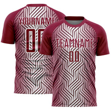 Charger l&#39;image dans la galerie, Custom Maroon White Lines Sublimation Soccer Uniform Jersey
