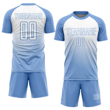 Загрузить изображение в средство просмотра галереи, Custom Light Blue White Lines Sublimation Soccer Uniform Jersey
