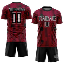 Charger l&#39;image dans la galerie, Custom Maroon Black-White Lines Sublimation Soccer Uniform Jersey
