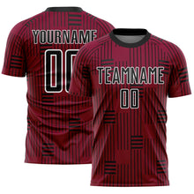 Charger l&#39;image dans la galerie, Custom Maroon Black-White Lines Sublimation Soccer Uniform Jersey
