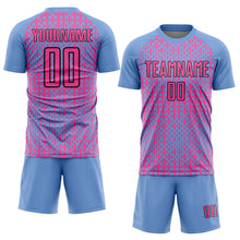 Загрузить изображение в средство просмотра галереи, Custom Light Blue Pink-Black Abstract Geometric Shapes Sublimation Soccer Uniform Jersey
