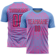 Загрузить изображение в средство просмотра галереи, Custom Light Blue Pink-Black Abstract Geometric Shapes Sublimation Soccer Uniform Jersey
