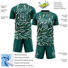 Загрузить изображение в средство просмотра галереи, Custom Midnight Green White Curved And Wavy Lines Sublimation Soccer Uniform Jersey
