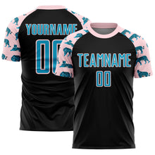 Load image into Gallery viewer, Custom Black US Navy Blue-Light Pink Tiger Sublimation Soccer Uniform Jersey
