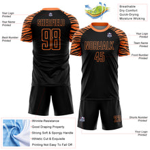 Laden Sie das Bild in den Galerie-Viewer, Custom Black Orange Tiger Stripes Sublimation Soccer Uniform Jersey
