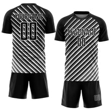 Laden Sie das Bild in den Galerie-Viewer, Custom Black White Slash Sublimation Soccer Uniform Jersey
