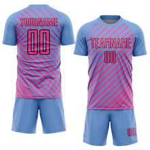 Charger l&#39;image dans la galerie, Custom Light Blue Pink-Black Slash Sublimation Soccer Uniform Jersey
