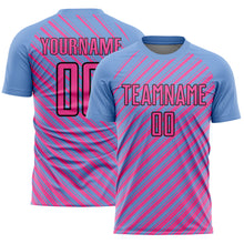 Load image into Gallery viewer, Custom Light Blue Pink-Black Slash Sublimation Soccer Uniform Jersey
