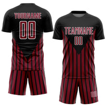 Загрузить изображение в средство просмотра галереи, Custom Black Crimson-White Lines Sublimation Soccer Uniform Jersey
