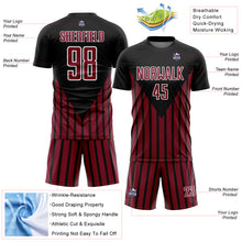 Загрузить изображение в средство просмотра галереи, Custom Black Crimson-White Lines Sublimation Soccer Uniform Jersey
