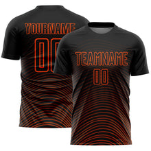 Charger l&#39;image dans la galerie, Custom Black Orange Gradient Geometric Lines Sublimation Soccer Uniform Jersey
