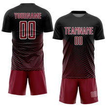 Load image into Gallery viewer, Custom Black Crimson-White Geometric Lines Sublimation Soccer Uniform Jersey
