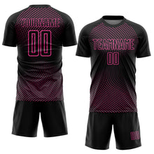 Загрузить изображение в средство просмотра галереи, Custom Black Pink Geometric Lines Sublimation Soccer Uniform Jersey
