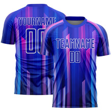 Charger l&#39;image dans la galerie, Custom Royal Pink-White Abstract Lines Sublimation Soccer Uniform Jersey
