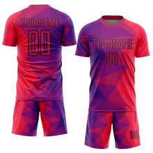 Laden Sie das Bild in den Galerie-Viewer, Custom Purple Red-Black Geometric Shapes Sublimation Soccer Uniform Jersey
