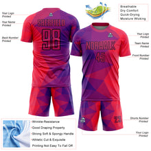 Laden Sie das Bild in den Galerie-Viewer, Custom Purple Red-Black Geometric Shapes Sublimation Soccer Uniform Jersey
