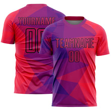 Laden Sie das Bild in den Galerie-Viewer, Custom Purple Red-Black Geometric Shapes Sublimation Soccer Uniform Jersey
