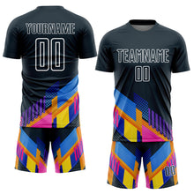 Загрузить изображение в средство просмотра галереи, Custom Navy White Geometric Shapes Sublimation Soccer Uniform Jersey
