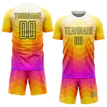 Charger l&#39;image dans la galerie, Custom Yellow Hot Pink-Black Geometric Shapes Sublimation Soccer Uniform Jersey
