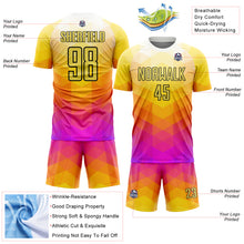 Charger l&#39;image dans la galerie, Custom Yellow Hot Pink-Black Geometric Shapes Sublimation Soccer Uniform Jersey
