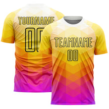 Charger l&#39;image dans la galerie, Custom Yellow Hot Pink-Black Geometric Shapes Sublimation Soccer Uniform Jersey
